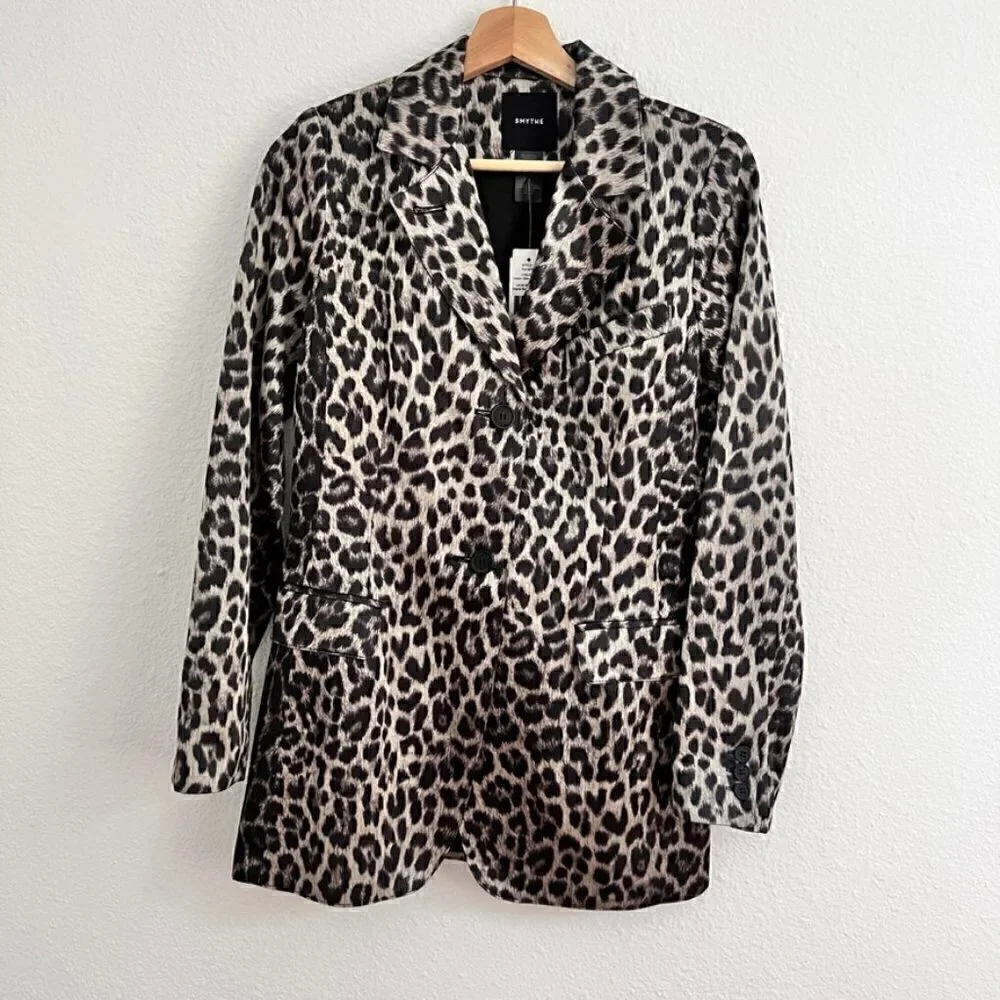 NWT Smythe Original Boyfriend Blazer In Classic Grey Leopard US 2‌‌‌‌‌‌‌‌‌‌‌‌‌‌‌